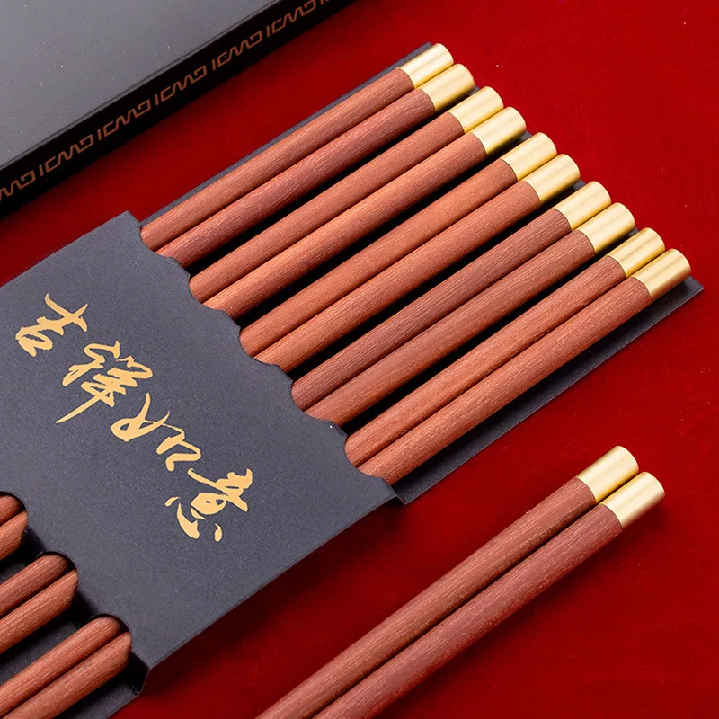 

New 5 Pairs Chopsticks Set Unpainted Solid Chopsticks Household Wooden Set Non-Slip Long Chopsticks Training Chopsticks