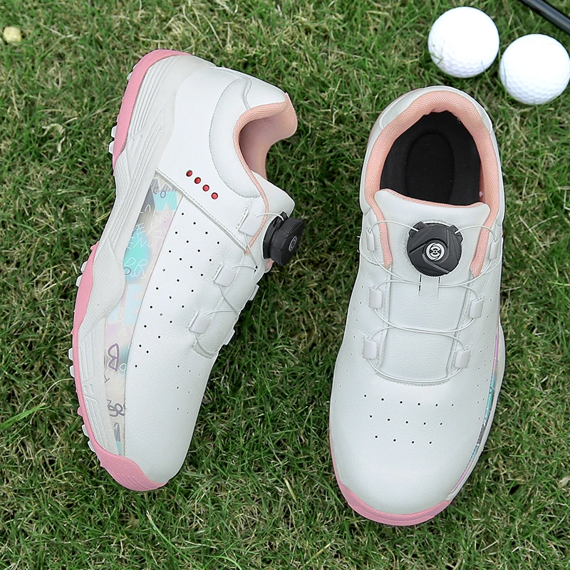 Professional Golf Shoes Ladies Grass Non-slip Golf Shoes Outdoor Training Golf Walking Sneakers Ladies Pink Black Golf Sneakers