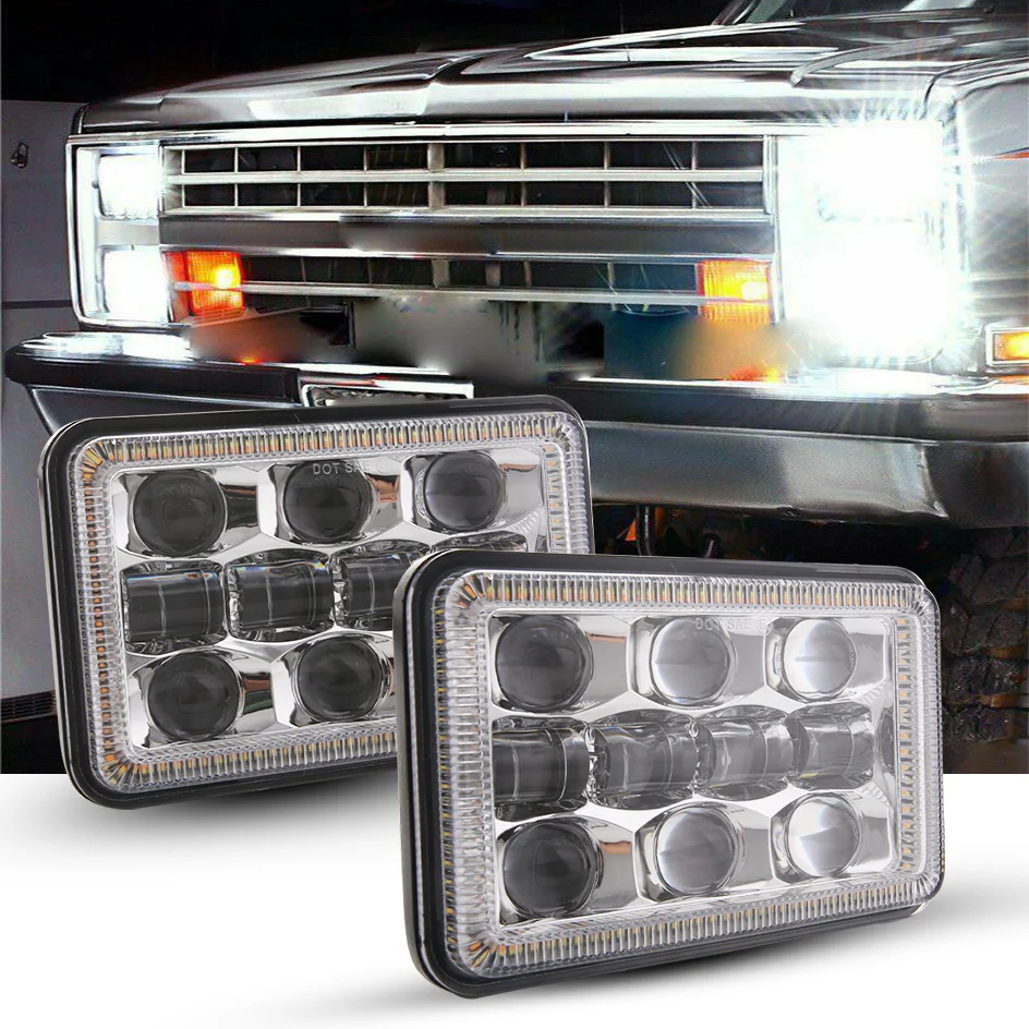 

4x6Inch 120W LED Rectangular Headlight Truck Headlights With DRL For Chevrolet Oldsmobile Ford Probe Peterbilt Kenworth CO LIGHT