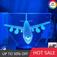 acrylic 3d illusion led night light airplane model nightlight gift for kids child bedroom decoration colorful 3d lamp bedside