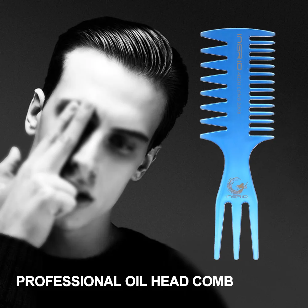 Профессиональный трёхсторонний гребень для волос вставка афро широкий зуб масло