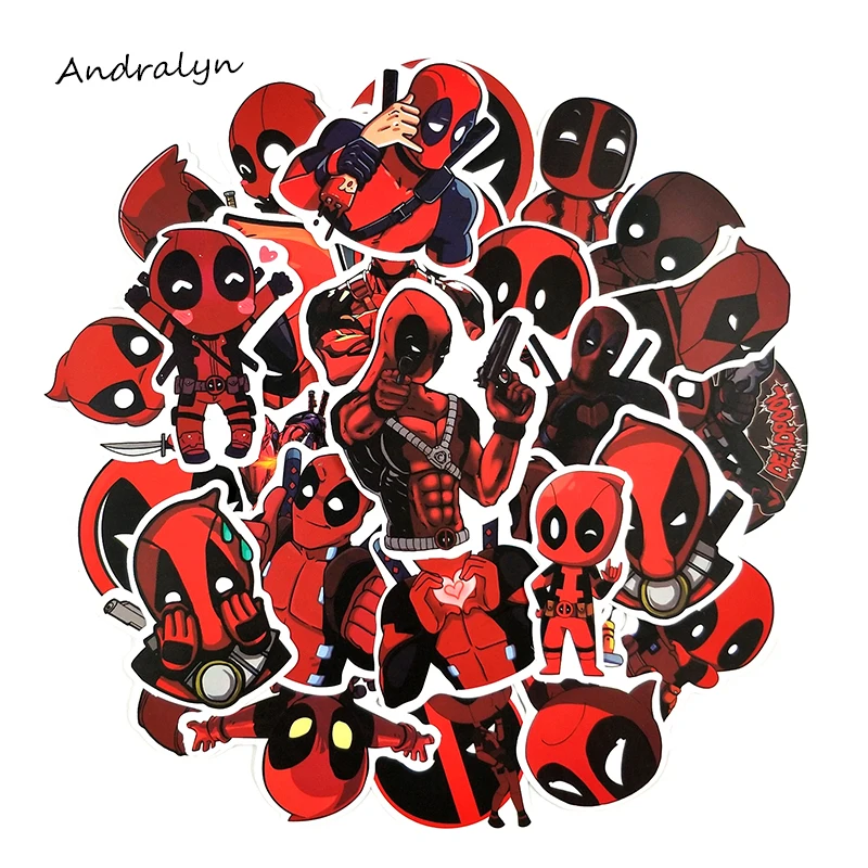 35 шт./компл. наклейки Deadpool наклейки Marvel для катания на скейтборде мотоцикл Чемодан ноутбук Тетрадь игрушка классная домашнего декора