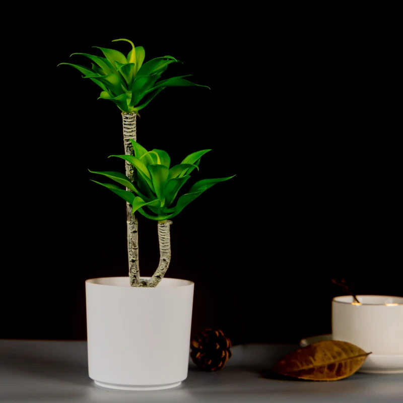 

30cm 2Heads Tropical Leaves Artificial Succulent Plants Fake Agave Mini Desktop Potted Desert Tree For Home Garden Wedding Decor