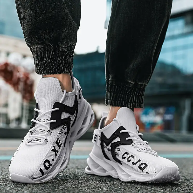 New Arrivals White Mesh Blade Shoes Men Chunky Sneakers Breathable Male Trainers Light Sports Running Shoes Men Drop-shipping