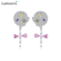 luoteemi trendy style cubic zirconia sweet cute lollipop stud earrings for women girls jewellry romantic christmas gift
