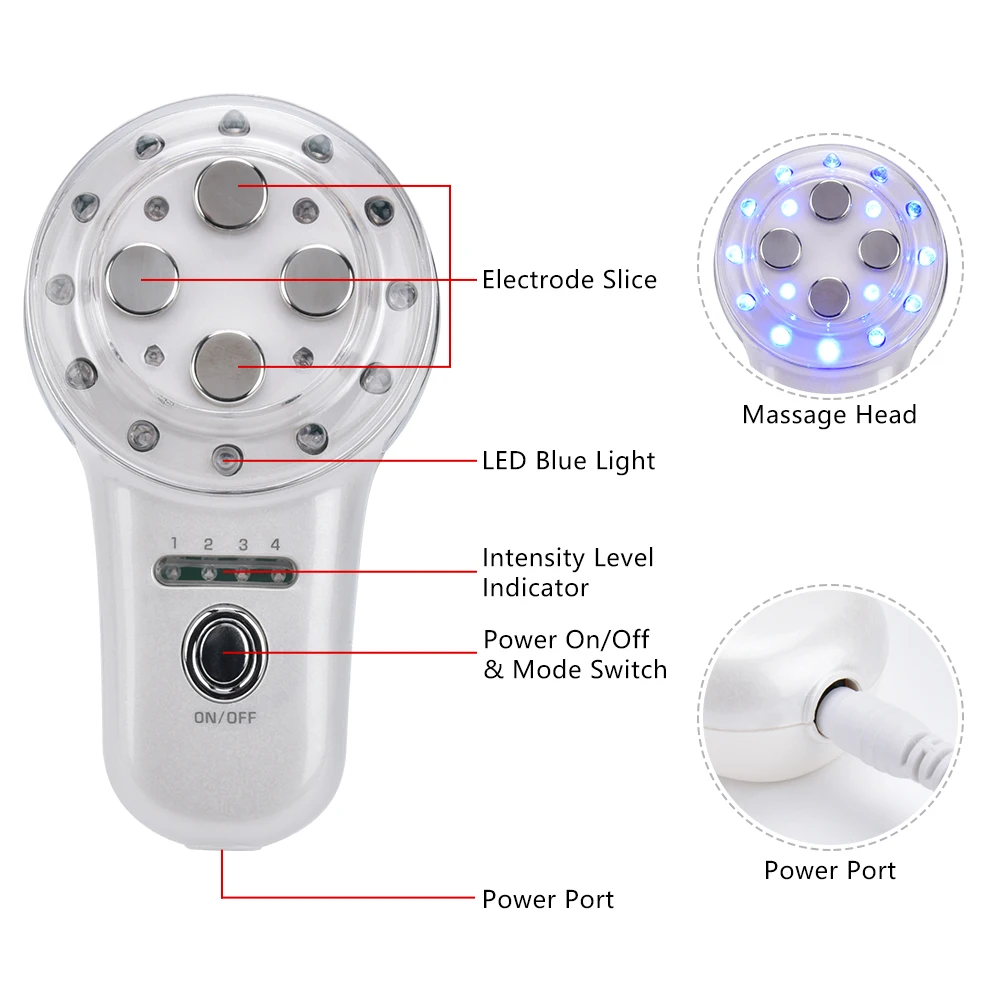 Уход за кожей лица RF EMS электропорации светодиодный светильник Фотон терапия