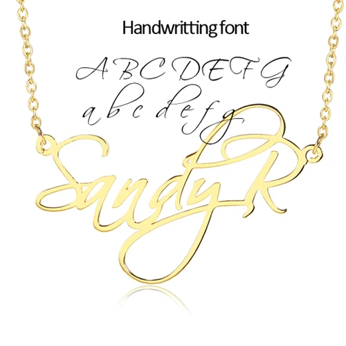 font24 L11 персонализированное именное ожерелье для женщин именное ожерелье и кулон именная табличка ожерелье Прямая поставка Ювелирные изделия Рождественский подарок - Окраска металла: font24