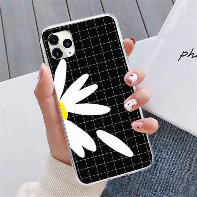 

Black and white Daisy checkerboard Phone Case For iphone 12 5 5s 5c se 6 6s 7 8 plus x xs xr 11 pro max mini