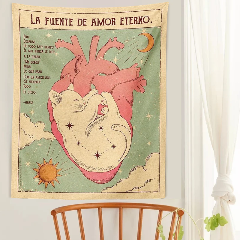 Таро кошка гобелен ведро солнце луна вечное сердце Настенная подвеска рандомный