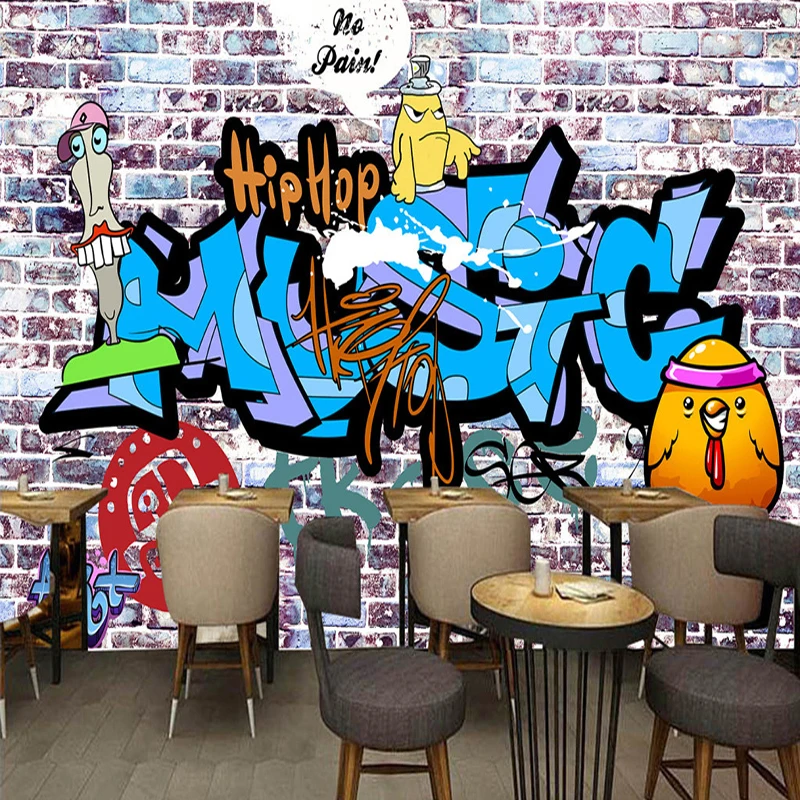 Пользовательские 3D Настенные обои кирпичная стена ручная роспись креативные