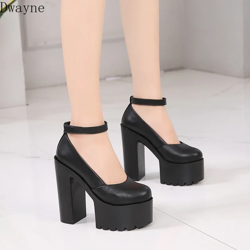 Женские туфли на толстом каблуке 14 см черные или белые очень высоком с открытым