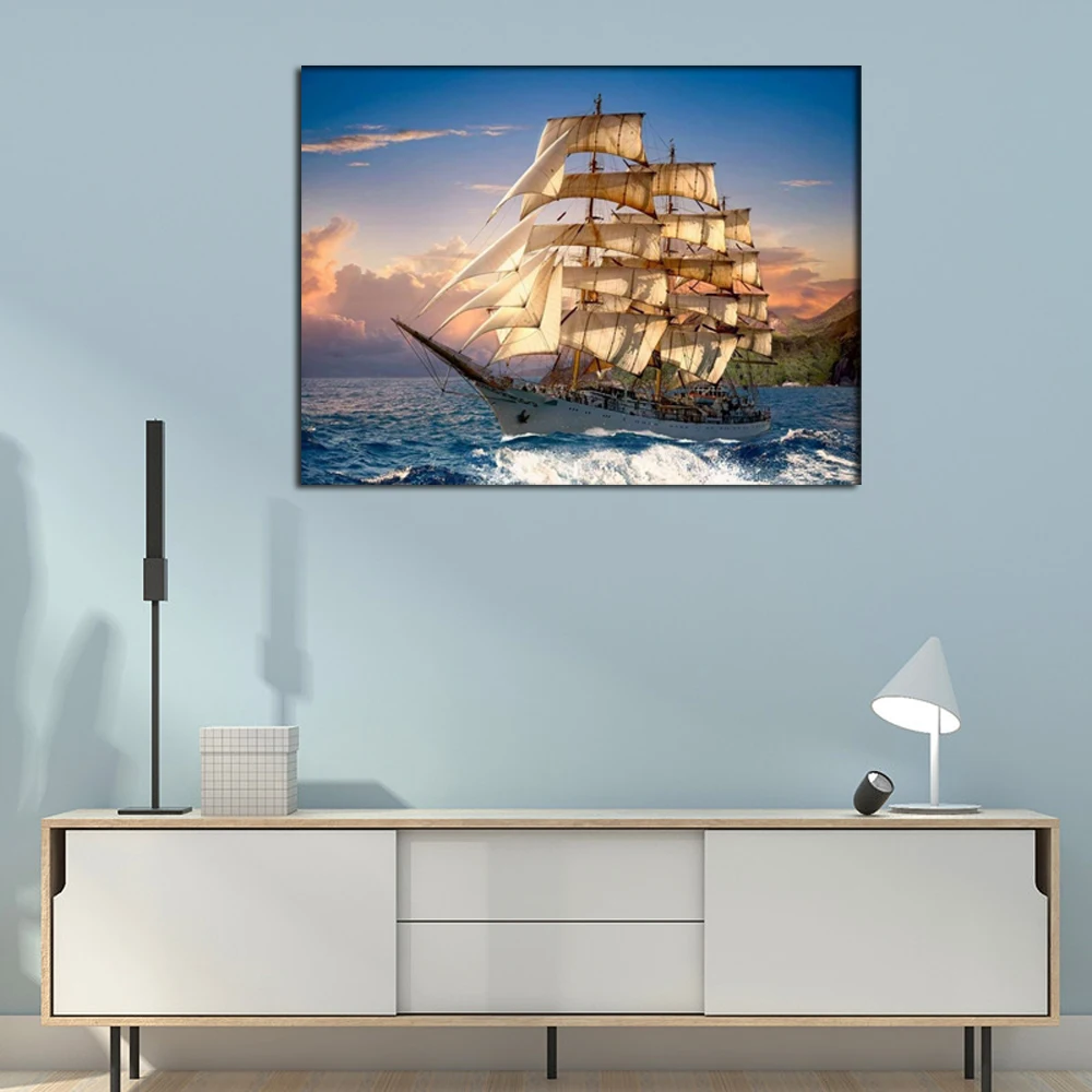 DPF 5D Round/square full Diamond Painting Cross Stitch sailboat Crafts Embroidery Mosaic Needlework kits Home Decor | Дом и сад