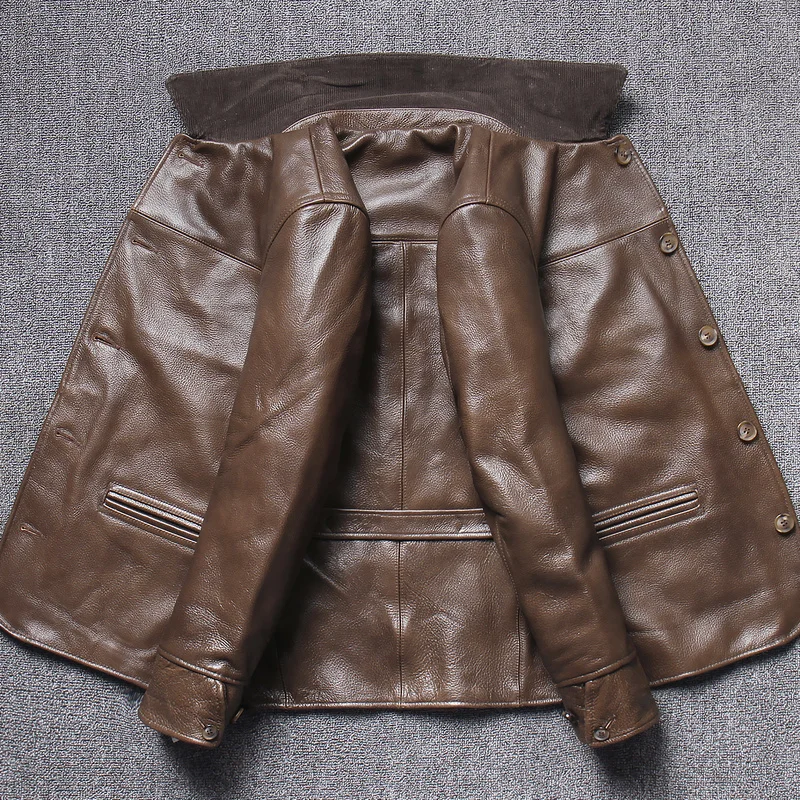 

JCHB 2021 100% Cow Leather Jacket Men Short Casual Coat Autumn Winter Mens Leather Jackets and Coats Fashion Hommes Veste Pph32