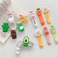 cute cartoon cable winder kawaii silicone cable organizer desktop wire earphone clip organizer line fixer phone cable protector