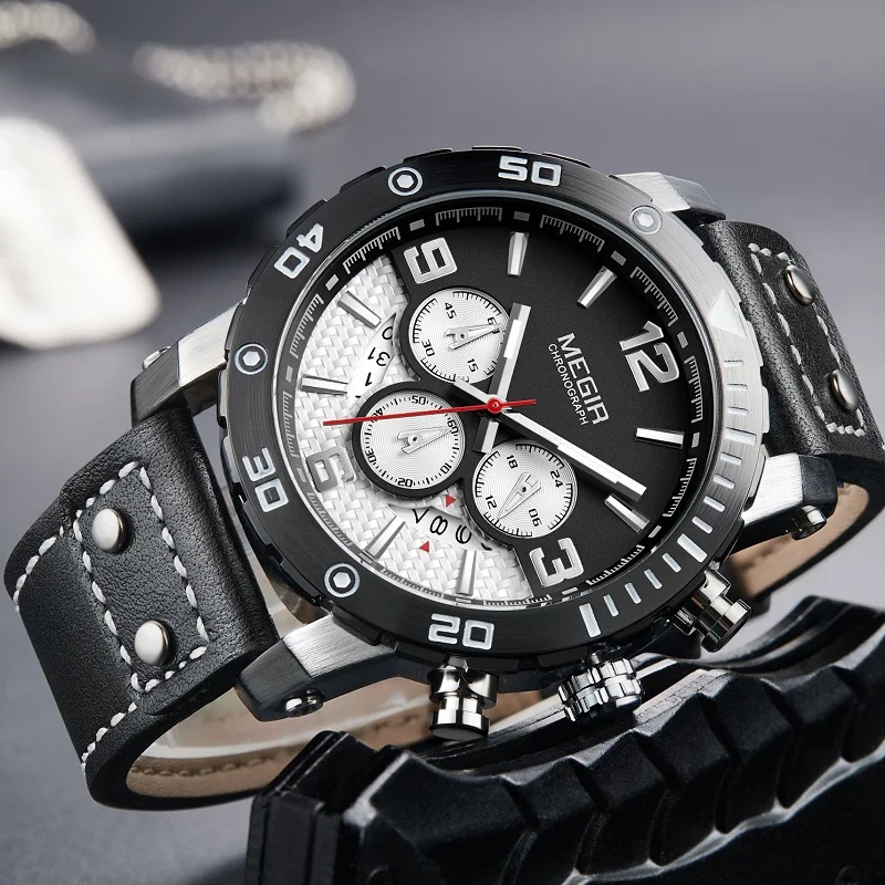 Часы наручные MEGIR Мужские кварцевые креативные спортивные армейские в стиле