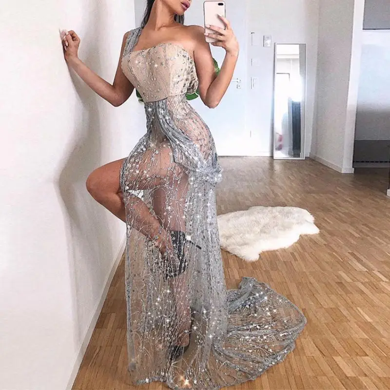 Куркума блестки пайетки платье сексуальное прозрачное 2019 летние новые