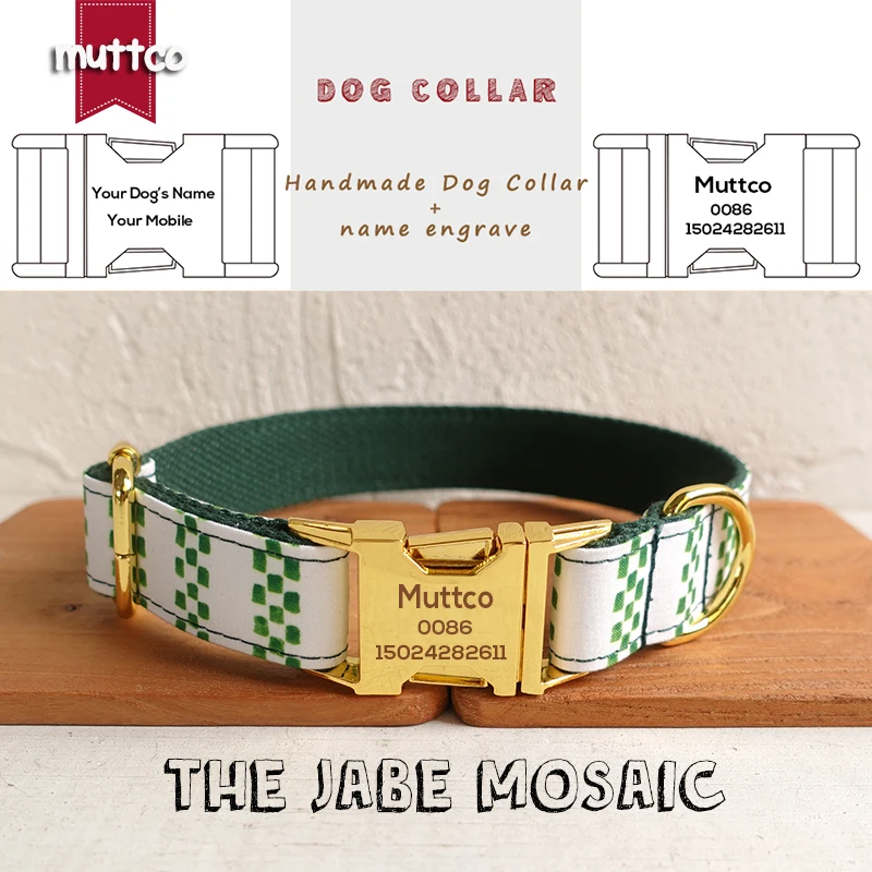 

MUTTCO individual customized pet supplies THE JABE MOSAIC resistance to bite dog collar leash puppy accessory 5 sizes UDC095B