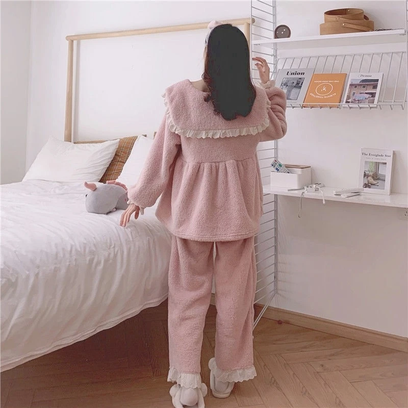 Пижамный комплект фланелевый Женский милая свободная мягкая удобная домашняя