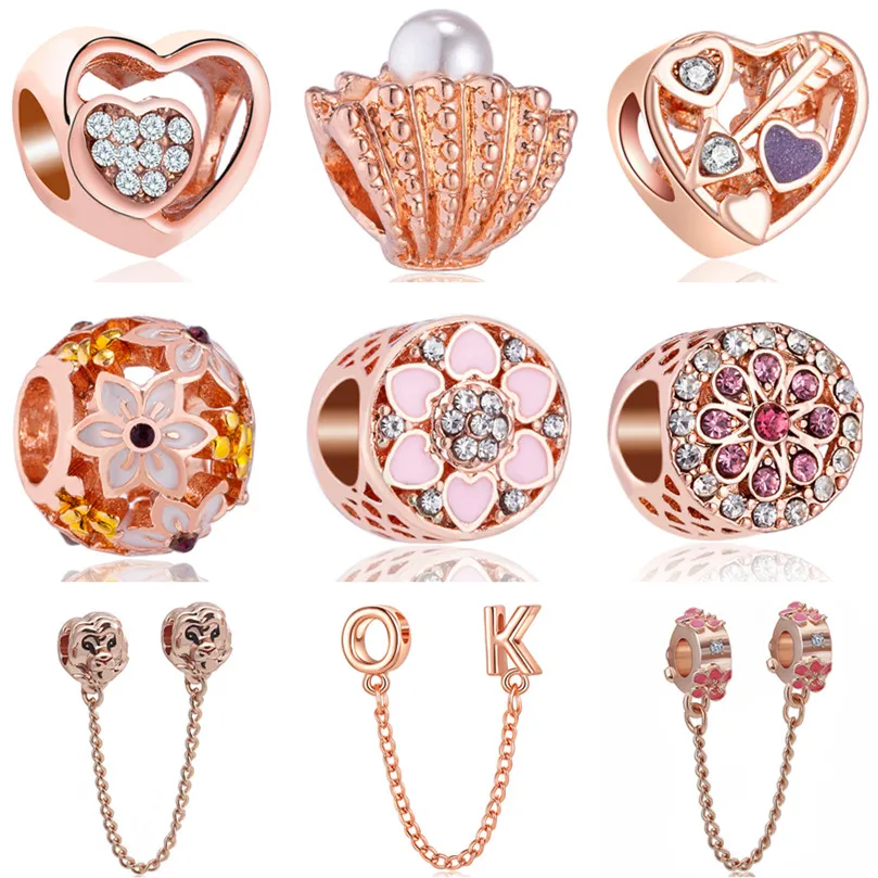 

Gold Color Animal Lion Bear Robot Butterfly Flowers Beads Charms Fit Pandora Bracelets & Bangles for Women DIY Hearts Jewelry