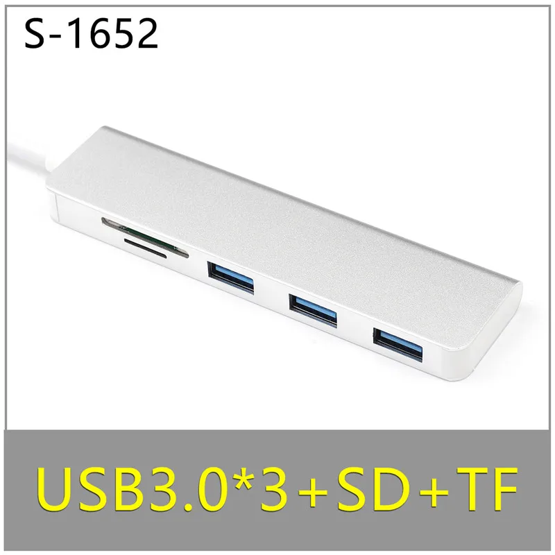 TC-1652 Type-C концентратор 3 USB 3,0 концентратор HDMI/VGA/RJ45 адаптер Thunderbolt 3 USB-C данных TF SD PD слот концентратор для Macbook Pro Air 13 15 16 - Цвет: TC-1652