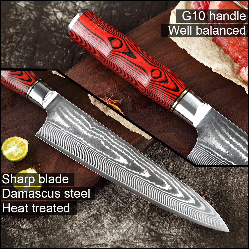 XITUO 8 дюймов кухонный нож шеф повара Дамаск Профессиональный японский для резки