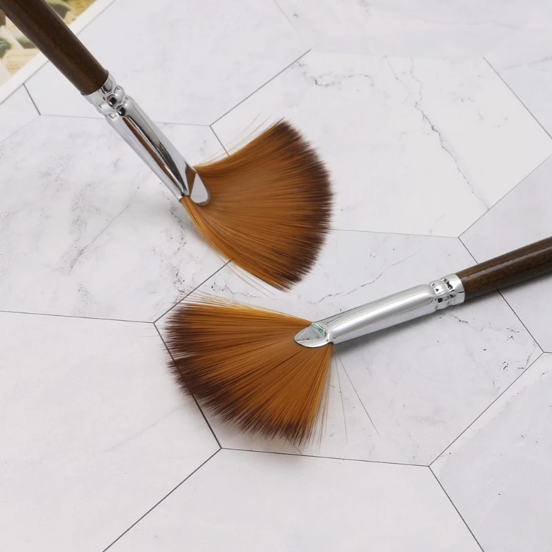 

9Pcs Fan Shape Brush Painting Pen Set Nylon Hair Acrylic Watercolor Art Supplies 32CB