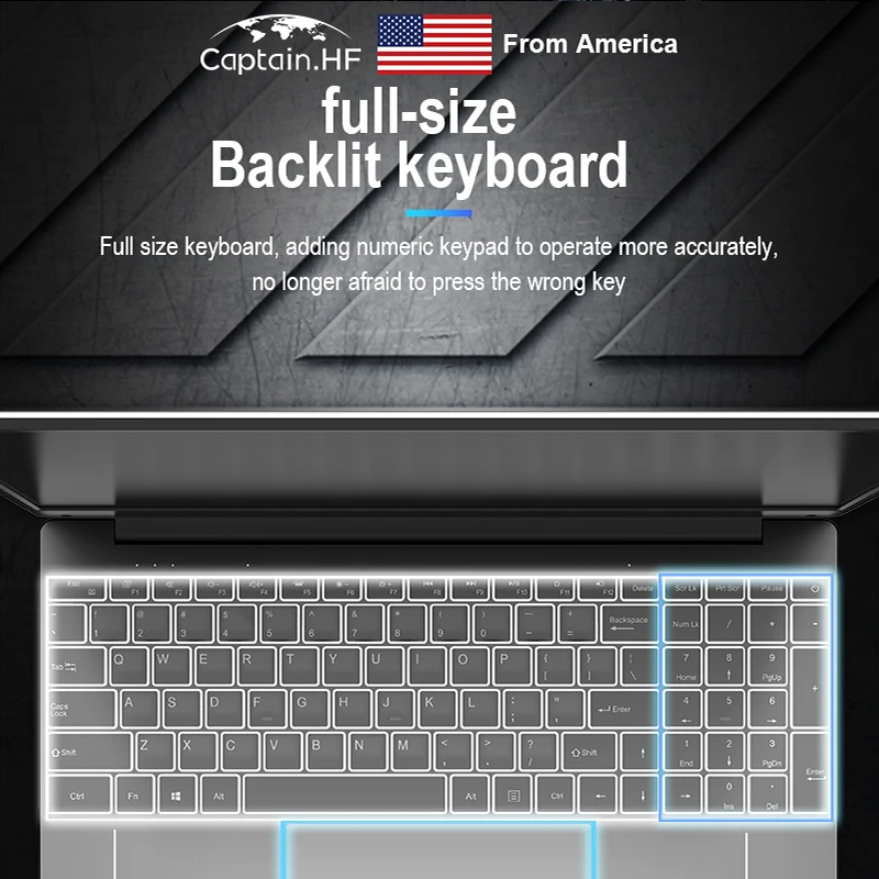 US Captain 15.6 Inch Laptop Gaming Notebook With Windows 10 Computer Intel Quad Core J4105 CPU 8G RAM 256G SSD IPS Full Screen | Компьютеры
