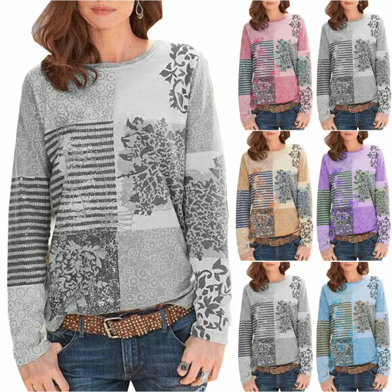 

Women Printing Sweater Baggy Round Neck Cardigan Ladies Pullover Outwear Winter