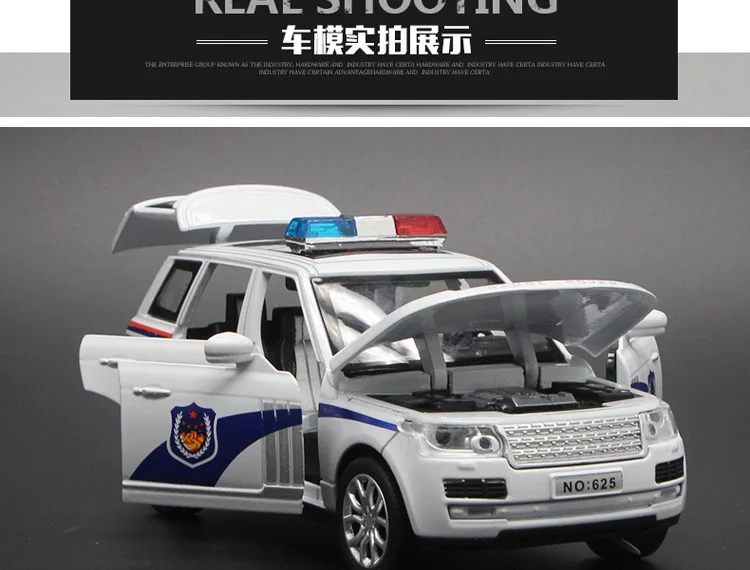 1:32 Высокая Имитация Range Rover SUV полицейский автомобиль детская внедорожная игрушка, модель автомобиля сплав света музыка тянет назад автомобиль для подарков