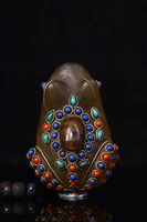 home decor 3 china antiques natural agate mosaic gem dzi bead frog statue lucky frog handle pendant