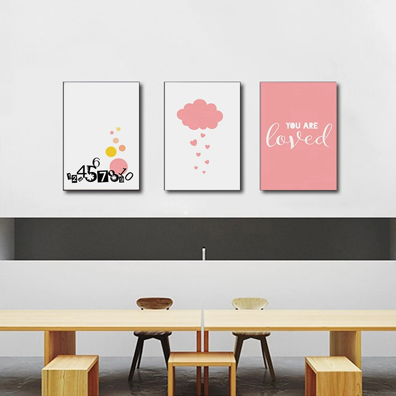 Мультяшный лев тигр розовые облака холст художественные картины скандинавские