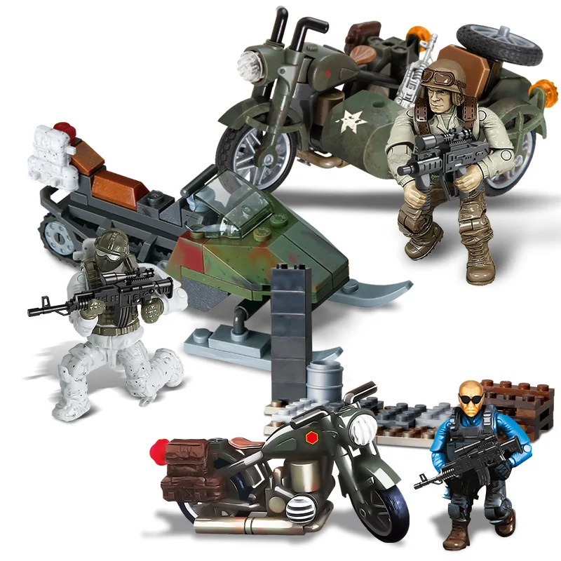 Mega Bloks Military Figures PUBG Soldiers Motorcycle Weapon Pack Gun Bunker Bricks Game Model Building Blocks Toys for Children | Игрушки и