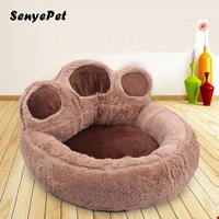 pet bed dog cat velvet cute house bear paw shape design warm pet nest for small medium and large dogs washable pet bed