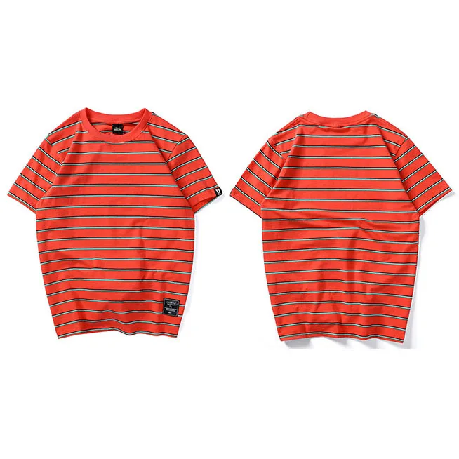 A18738 Orange Harajuku полосатая футболка, мужская повседневная футболка с коротким рукавом, летняя футболка в стиле хип-хоп, уличная одежда, повседневные топы, футболки, черные, белые, зеленые - Цвет: A18738 Orange