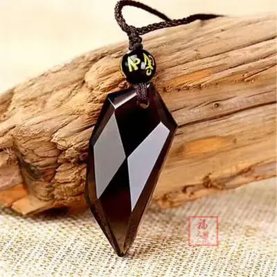 

Natural crystal Obsidian Pendant Necklace
