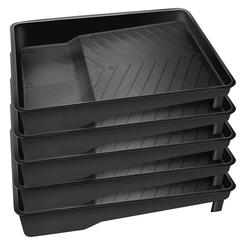 

5 Pack 9 Inch Plastic Paint Trays Black Paint Roller Tray For Home Renovations And Repair Paint Rollers Paint Brushes