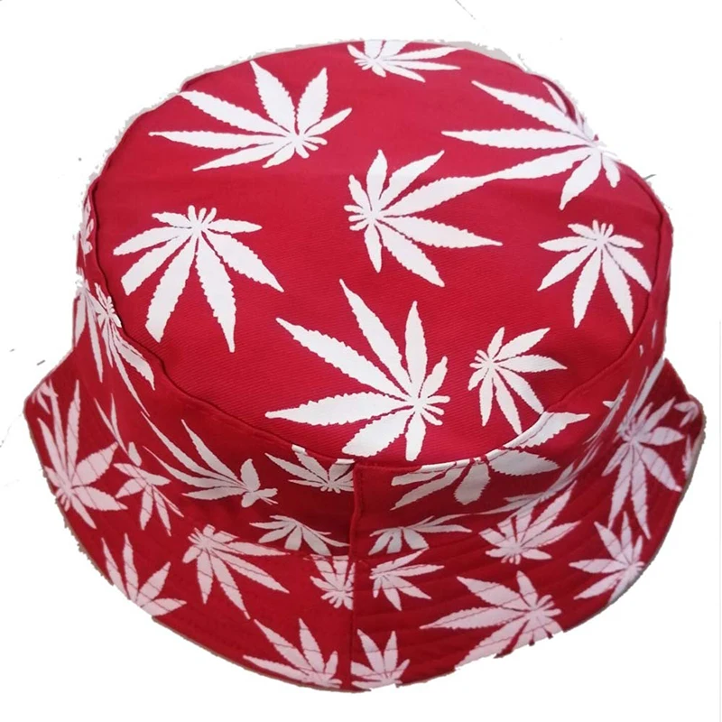 

2021New European And American Double-Sided Adult Fisherman Hat Men And Women Print Hit Color Maple Hot Pot Hat Street Sun Hat