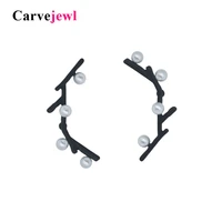 carvejewl stud earrings branch cotton pearl stud earrings for women jewelry matte black gold plating cute new fashion girl gift