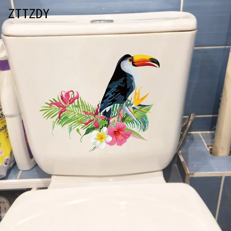 

ZTTZDY 25,7 × 20 см мультфильм Тукан забавные Стикеры для туалета Творческий дом украшение комнаты T2-1263