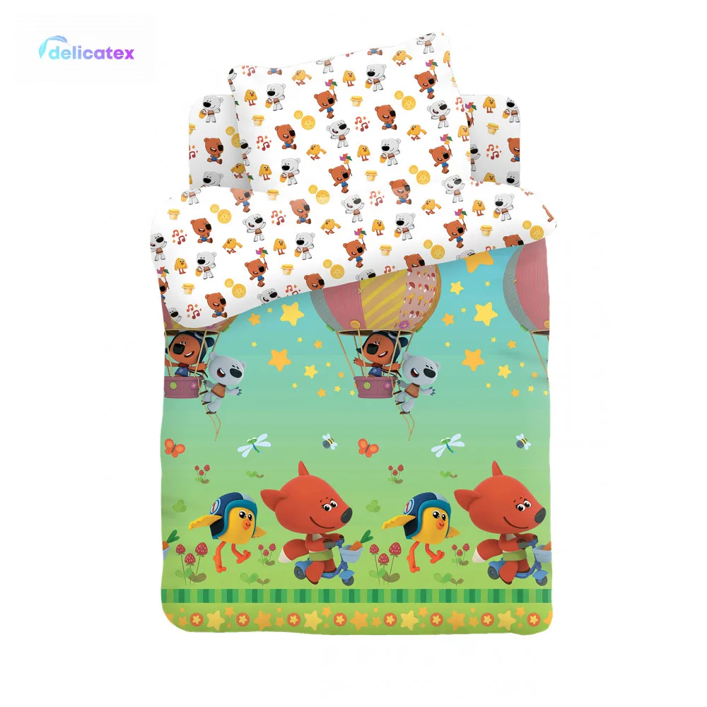 Постельное белье детское КПБ Delicatex детский поплин &quotМи ми мишки&quot (40х60) рис. 16151