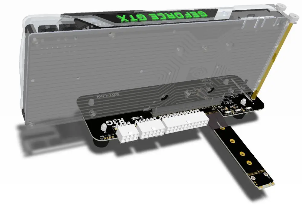 Кронштейн M.2 key M NVMe для внешней видеокарты с переходным кабелем PCIe3.0 x4 25 см 50 32Gbs ITX