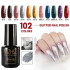 Гель-лак для ногтей MIZHSE, 7 мл, блестящий полуперманентный, с бриллиантами, светодиодный