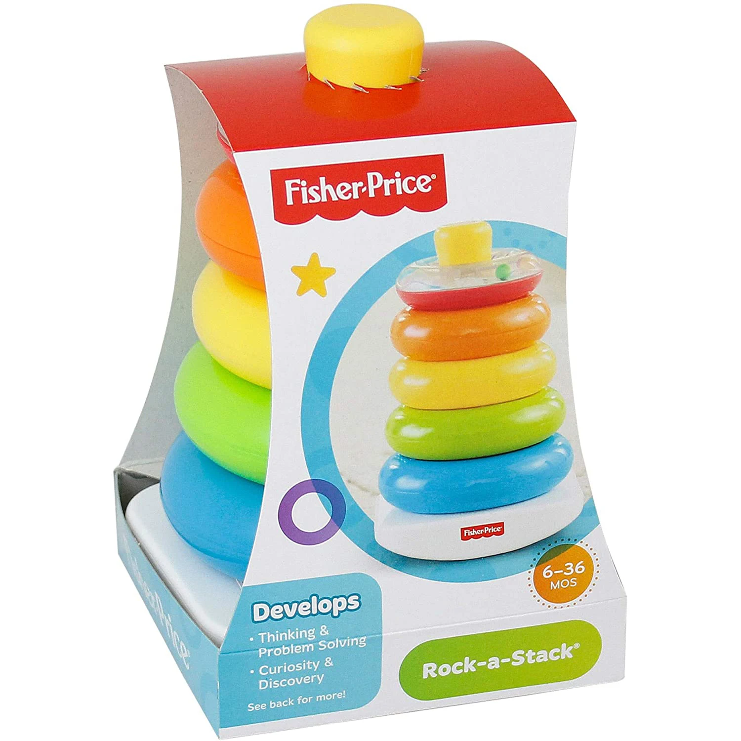 

Fisher-Price Brilliant Basics Rock-A-Stack Toy Random Delivery In Chinese and English Packaging Made From Plant-Based Materials