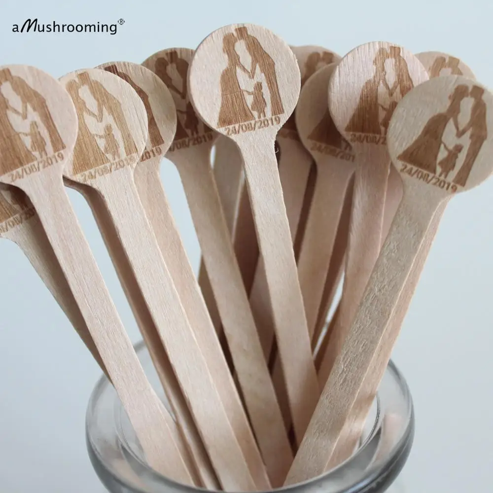 Деревянные палочки x200 с лазерной гравировкой для свадебной фотосессии