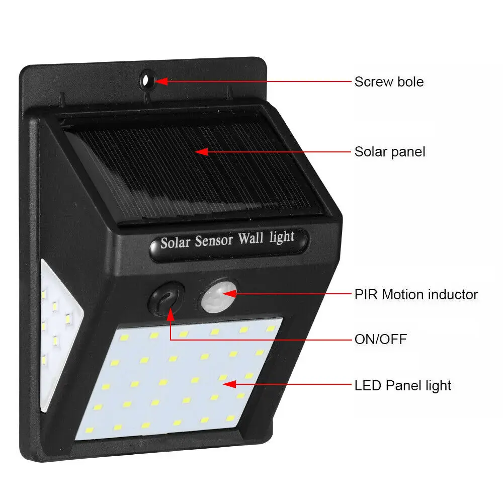 Фонарь уличный на солнечной батарее с датчиком движения 40 светодиодный |