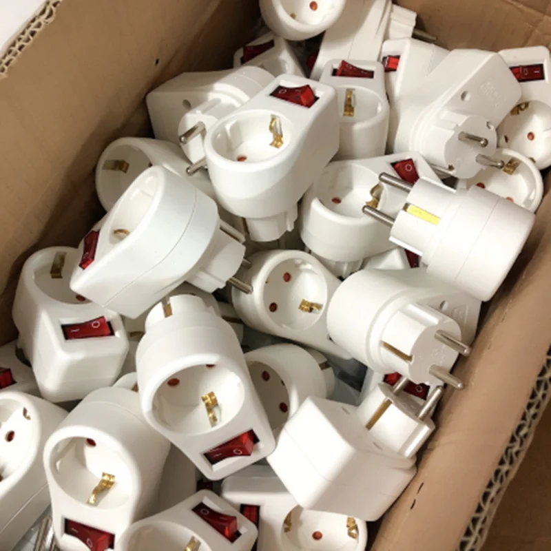 Штепсельная Вилка Европейского типа с переключателем неоновый Индикатор 16 А