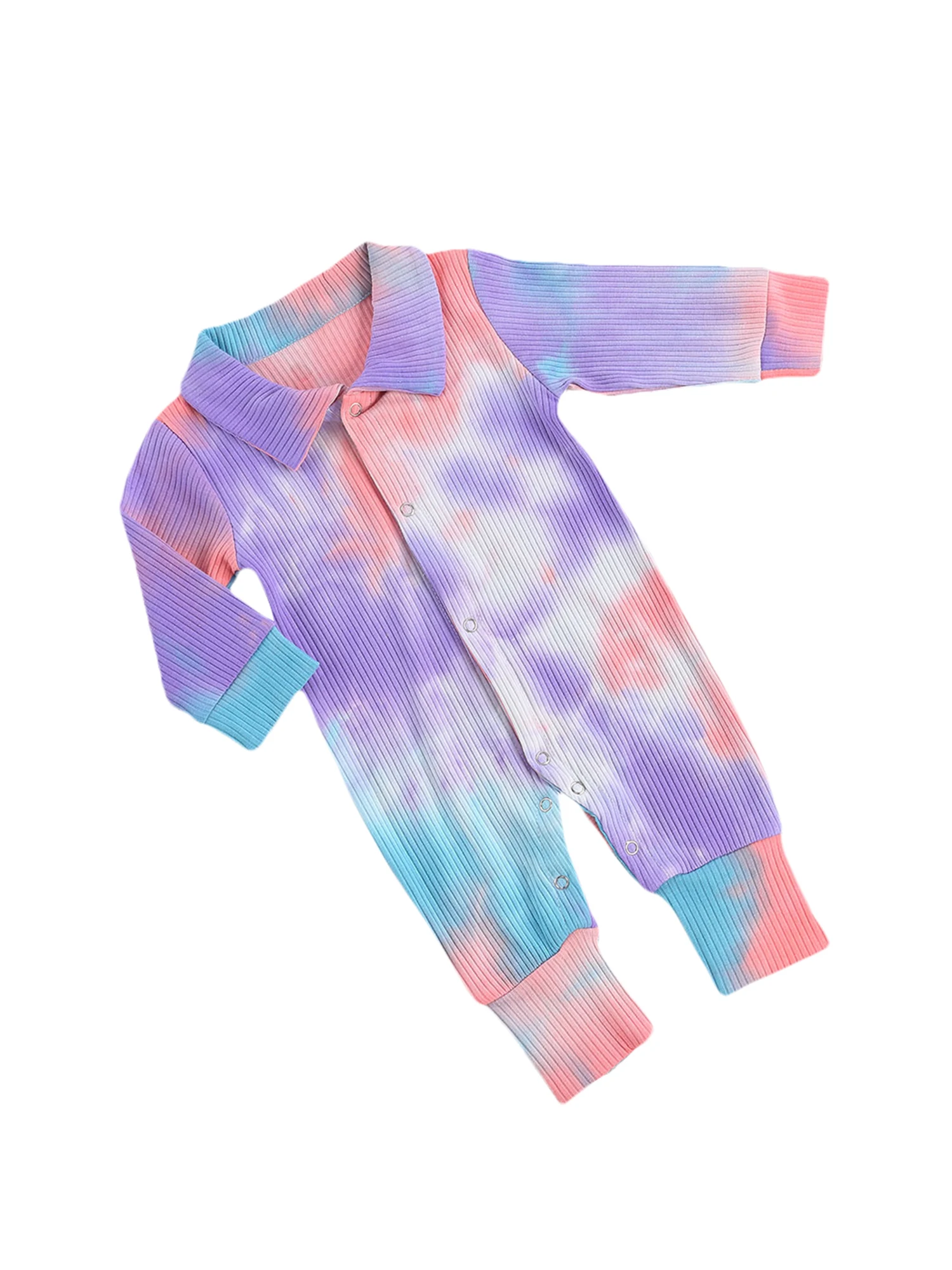 

Комбинезон для новорожденных с принтом, отложным воротником и длинным рукавом