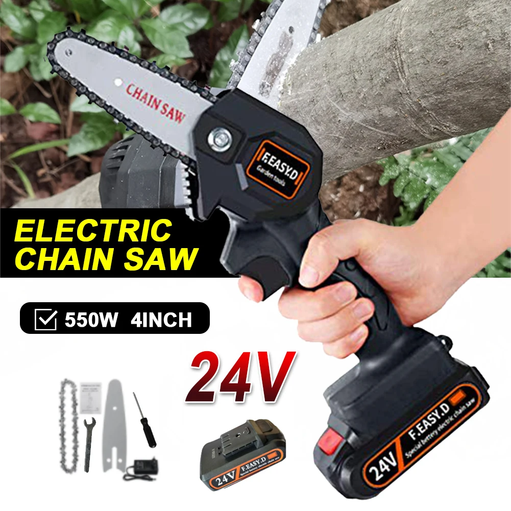 

24V литиевая Батарея Портативный Мини Электрическая цепная пила деревообрабатывающие электрические пилы сад вход для ветви дерева автомат ...