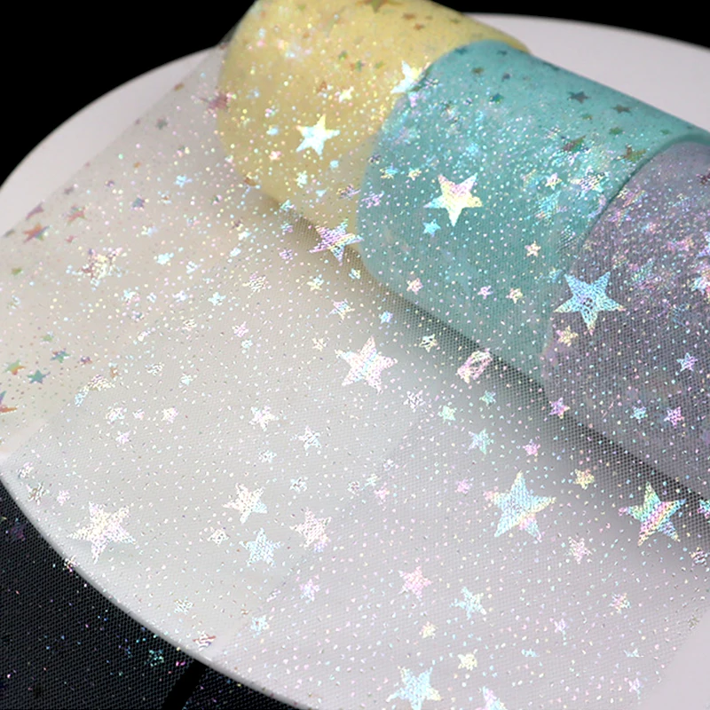 25 ярдов 6 см Тюль со звездами разноцветный Блестящий тюль выпечка торт Топпер