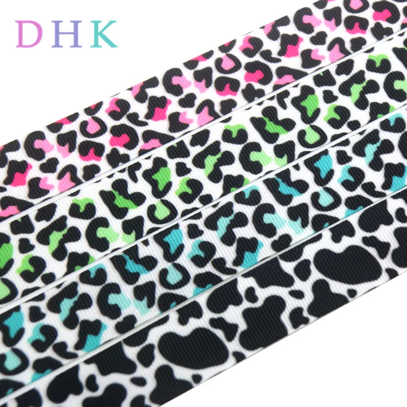 DHK 5 ярдов корова леопард джунгли напечатаны корсаж ленточный аксессуар бант для волос украшение для волос OEM DIY E1553